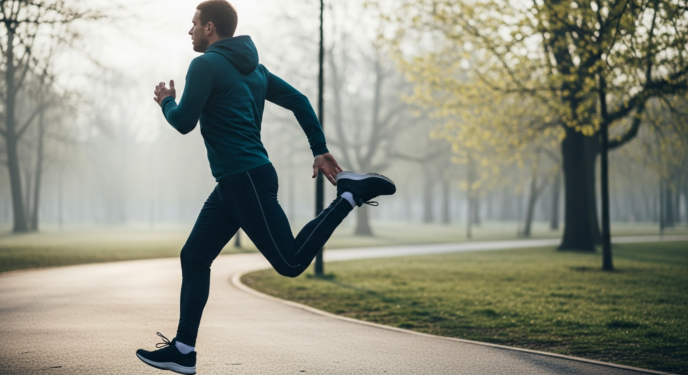Runner holding the back of the lower leg above the heel before an ankle ultrasound scan